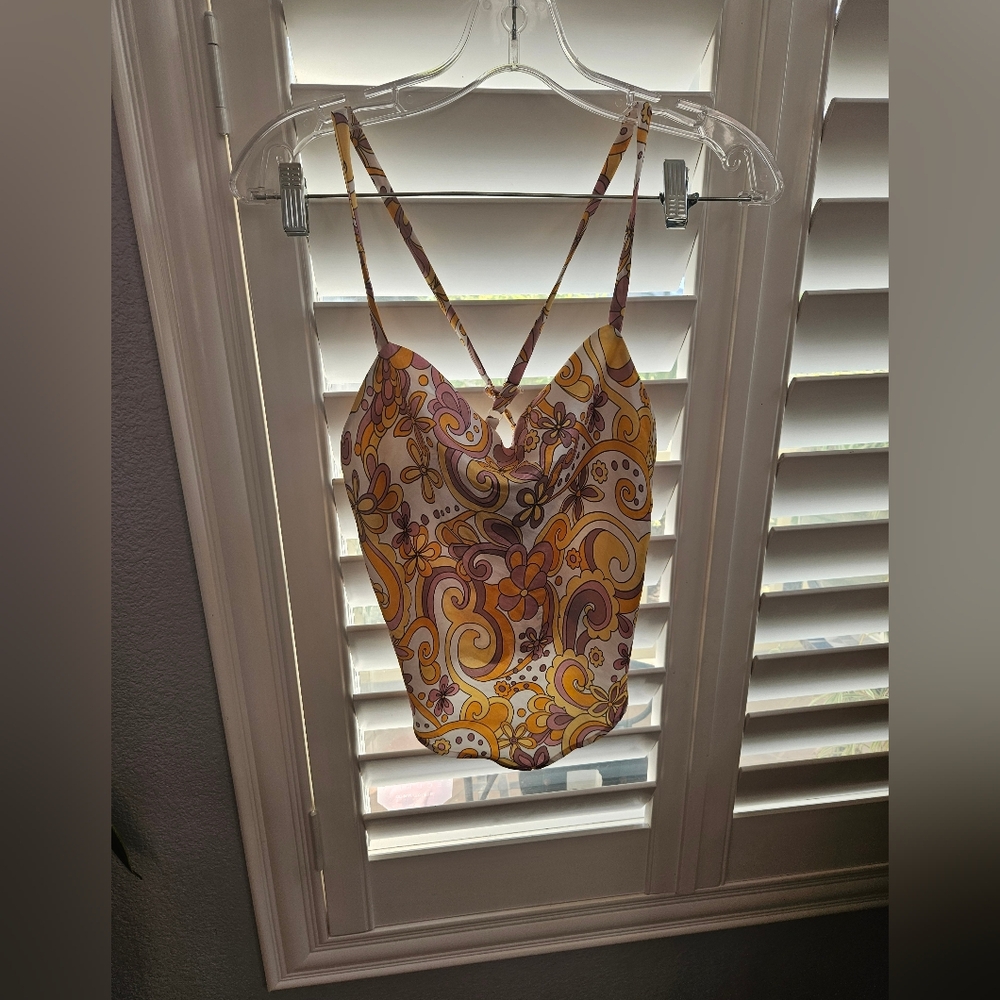 B WEAR Floral Print Spaghetti Strap Top Size XS